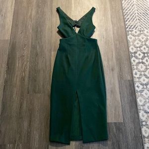 Green Cut Out MIDI Dress